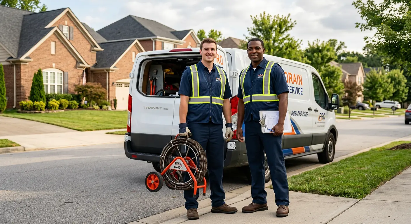 Sewer and drain service team with equipment ready for work in Helena Valley Southeast